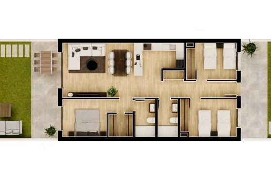 Doppelhaushälfte in Monforte Del Cid(Alenda Golf) zu verkaufen, Espace de vie 123 m², Terrain 156 m², 3 Chambres &agrave; coucher, 2 Badezimmer, Pool, ref.: TW-ALLURE-13-19