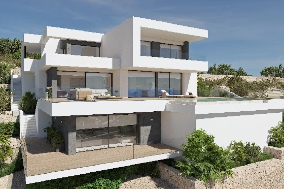 Villa in Benitachell(Cumbre del Sol) zu verkaufen, Espace de vie 272 m², Terrain 1020 m², 3 Chambres &agrave; coucher, 4 Badezimmer, Pool, ref.: VA-22646-1