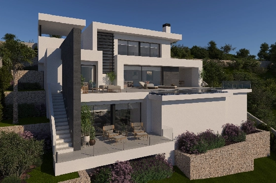 Villa in Benitachell(Benitatxell) zu verkaufen, Espace de vie 215 m², Terrain 824 m², 3 Chambres &agrave; coucher, 4 Badezimmer, Pool, ref.: VA-23232-4