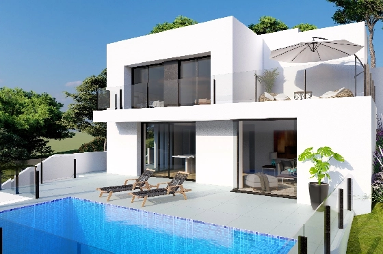 Villa in Benitachell(Cumbre del Sol) zu verkaufen, Espace de vie 143 m², Terrain 479 m², 2 Chambres &agrave; coucher, 3 Badezimmer, Pool, ref.: VA-23943-1