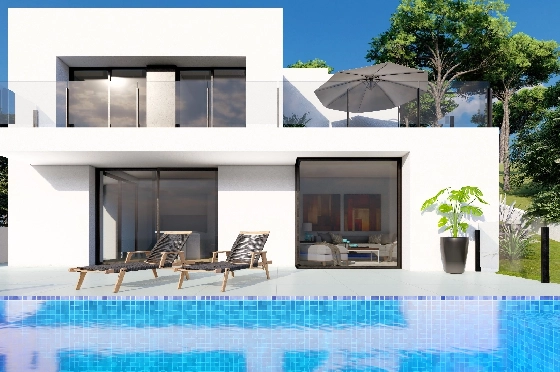 Villa in Benitachell(Cumbre del Sol) zu verkaufen, Espace de vie 143 m², Terrain 479 m², 2 Chambres &agrave; coucher, 3 Badezimmer, Pool, ref.: VA-23943-3