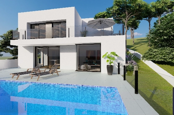 Villa in Benitachell(Cumbre del Sol) zu verkaufen, Espace de vie 143 m², Terrain 479 m², 2 Chambres &agrave; coucher, 3 Badezimmer, Pool, ref.: VA-23943-4