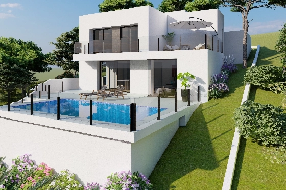 Villa in Benitachell(Cumbre del Sol) zu verkaufen, Espace de vie 143 m², Terrain 479 m², 2 Chambres &agrave; coucher, 3 Badezimmer, Pool, ref.: VA-23943-5