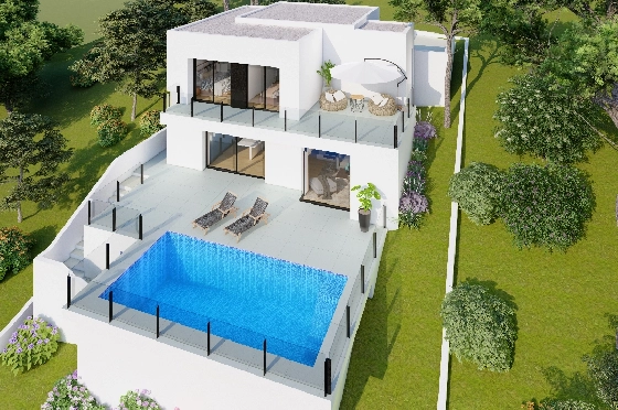 Villa in Benitachell(Cumbre del Sol) zu verkaufen, Espace de vie 143 m², Terrain 479 m², 2 Chambres &agrave; coucher, 3 Badezimmer, Pool, ref.: VA-23943-6