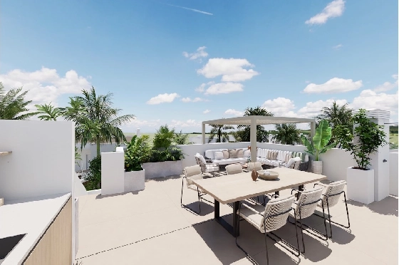 Penthouse Apartment in Los Alcazares zu verkaufen, Espace de vie 145 m², Zustand Erstbezug, 3 Chambres &agrave; coucher, 2 Badezimmer, Pool, ref.: HA-LAN-451-A02-11