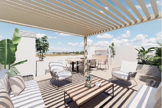 Penthouse Apartment in Los Alcazares zu verkaufen, Espace de vie 145 m², Zustand Erstbezug, 3 Chambres &agrave; coucher, 2 Badezimmer, Pool, ref.: HA-LAN-451-A02-12