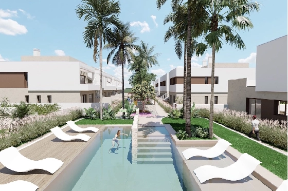 Villa in Los Alcazares zu verkaufen, Espace de vie 164 m², Zustand Erstbezug, Terrain 274 m², 3 Chambres &agrave; coucher, 2 Badezimmer, Pool, ref.: HA-LAN-451-E02-16