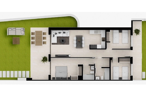 Apartment in Cartagena(La Manga, Murcia, Costa Blanca) zu verkaufen, Espace de vie 102 m², Terrain 227 m², 3 Chambres &agrave; coucher, 2 Badezimmer, Pool, ref.: TW-SIENA,-LA-MANGA-31