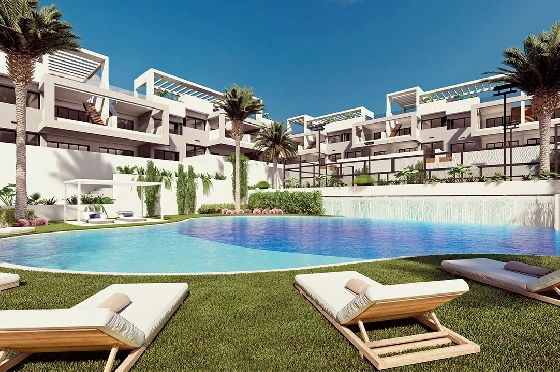 Erdgeschoss Apartment in Torrevieja zu verkaufen, Espace de vie 131 m², Zustand Erstbezug, 2 Chambres &agrave; coucher, 2 Badezimmer, Pool, ref.: HA-TON-221-A01-1