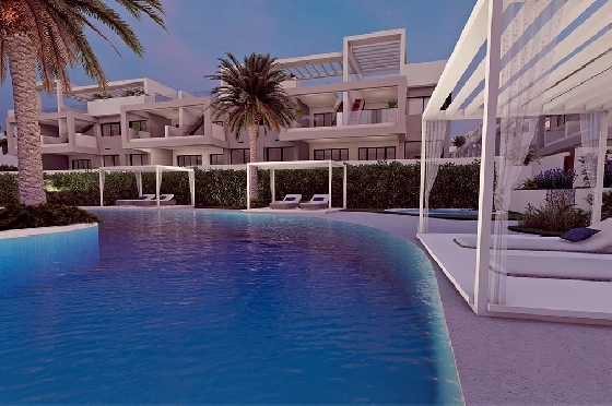 Erdgeschoss Apartment in Torrevieja zu verkaufen, Espace de vie 131 m², Zustand Erstbezug, 2 Chambres &agrave; coucher, 2 Badezimmer, Pool, ref.: HA-TON-221-A01-12