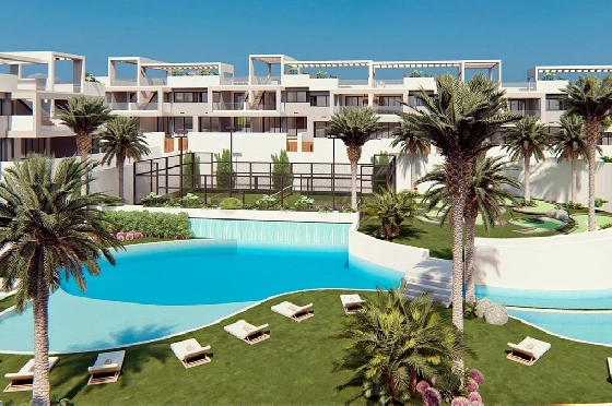 Erdgeschoss Apartment in Torrevieja zu verkaufen, Espace de vie 131 m², Zustand Erstbezug, 2 Chambres &agrave; coucher, 2 Badezimmer, Pool, ref.: HA-TON-221-A01-3