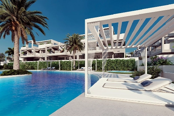 Erdgeschoss Apartment in Torrevieja zu verkaufen, Espace de vie 131 m², Zustand Erstbezug, 2 Chambres &agrave; coucher, 2 Badezimmer, Pool, ref.: HA-TON-221-A01-4