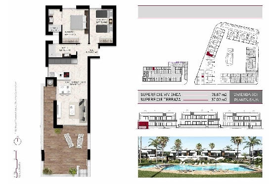 Erdgeschoss Apartment in Ciudad Quesada zu verkaufen, Espace de vie 116 m², Zustand Erstbezug, Klimaanlage, 2 Chambres &agrave; coucher, 2 Badezimmer, Pool, ref.: HA-CQN-120-A01-15