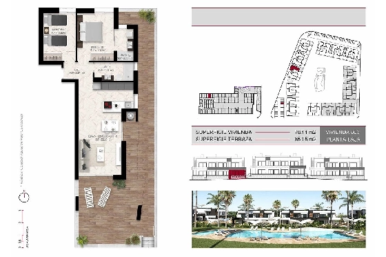 Erdgeschoss Apartment in Ciudad Quesada zu verkaufen, Espace de vie 116 m², Zustand Erstbezug, Klimaanlage, 2 Chambres &agrave; coucher, 2 Badezimmer, Pool, ref.: HA-CQN-120-A01-16