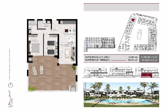 Erdgeschoss Apartment in Ciudad Quesada zu verkaufen, Espace de vie 116 m², Zustand Erstbezug, Klimaanlage, 2 Chambres &agrave; coucher, 2 Badezimmer, Pool, ref.: HA-CQN-120-A01-17