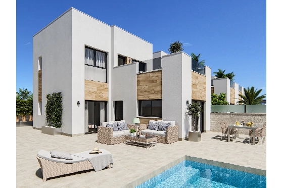 Villa in San Fulgencio zu verkaufen, Espace de vie 108 m², Zustand Erstbezug, Klimaanlage, Terrain 244 m², 3 Chambres &agrave; coucher, 2 Badezimmer, Pool, ref.: HA-MAN-301-E01-2