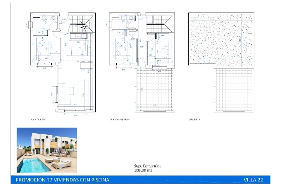 Villa in San Fulgencio zu verkaufen, Espace de vie 108 m², Zustand Erstbezug, Klimaanlage, Terrain 244 m², 3 Chambres &agrave; coucher, 2 Badezimmer, Pool, ref.: HA-MAN-301-E01-6