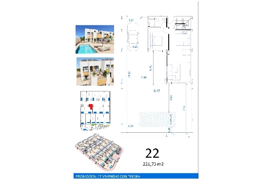 Villa in San Fulgencio zu verkaufen, Espace de vie 108 m², Zustand Erstbezug, Klimaanlage, Terrain 244 m², 3 Chambres &agrave; coucher, 2 Badezimmer, Pool, ref.: HA-MAN-301-E01-7