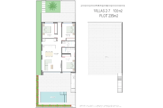 Villa in Los Alcazares zu verkaufen, Espace de vie 198 m², Zustand Erstbezug, Klimaanlage, Terrain 235 m², 3 Chambres &agrave; coucher, 2 Badezimmer, Pool, ref.: HA-LAN-501-E01-31